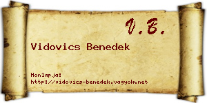 Vidovics Benedek névjegykártya